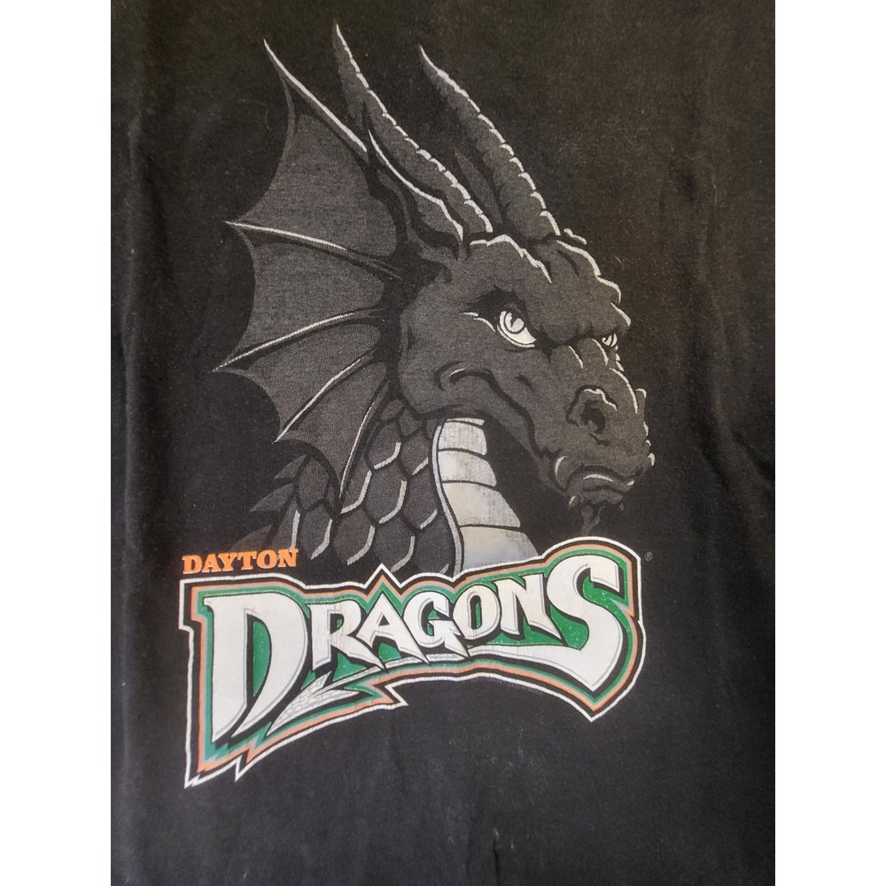 Dayton Dragons Delta Tag Vntg T-shirt Men's Xl Black 2 Sided